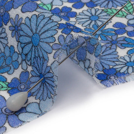 Viscose Georgette - Blue Floral - Strawberry Fields Print - Mood Exclusive Secret Garden Collection