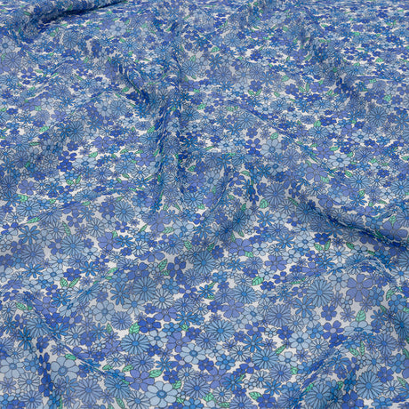 Viscose Georgette - Blue Floral - Strawberry Fields Print - Mood Exclusive Secret Garden Collection