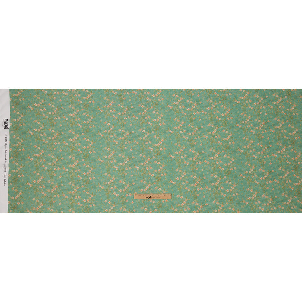 Viscose Georgette - Green and Cream Floral - Flora's Crown Print - Mood Exclusive Secret Garden Collection
