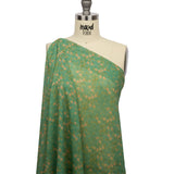 Viscose Georgette - Green and Cream Floral - Flora's Crown Print - Mood Exclusive Secret Garden Collection