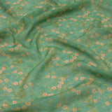Viscose Georgette - Green and Cream Floral - Flora's Crown Print - Mood Exclusive Secret Garden Collection