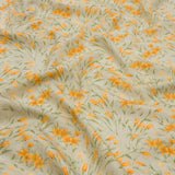 Cotton Poplin - Sage and Orange Floral - Dance with the Daffodils Print - Mood Exclusive Secret Garden Collection