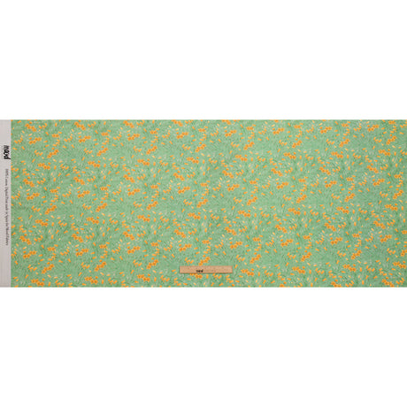 Cotton Poplin - Teal and Orange Floral - Dance with the Daffodils Print - Mood Exclusive Secret Garden Collection