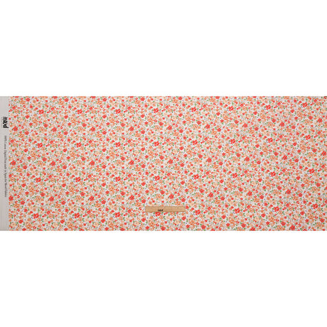 Cotton Poplin - Cream and Peach Floral - Poppy Hypnosis Print - Mood Exclusive Secret Garden Collection