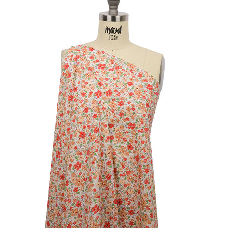 Cotton Poplin - Cream and Peach Floral - Poppy Hypnosis Print - Mood Exclusive Secret Garden Collection