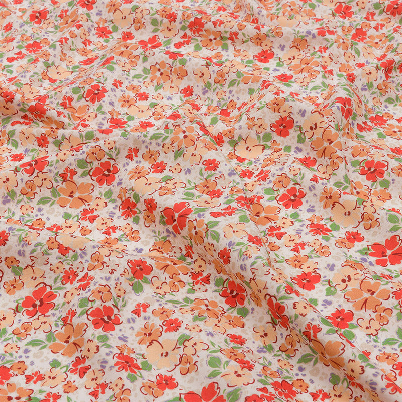 Cotton Poplin - Cream and Peach Floral - Poppy Hypnosis Print - Mood Exclusive Secret Garden Collection