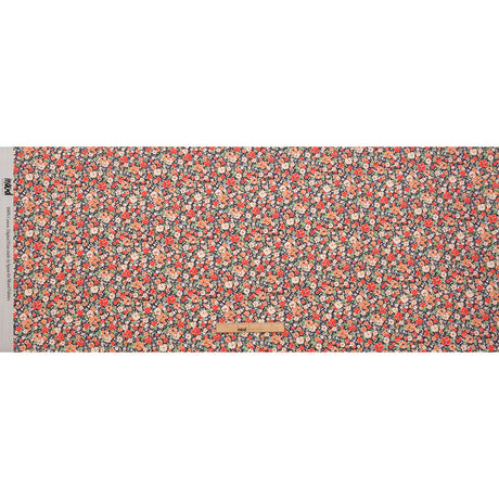Cotton Poplin - Black and Peach Floral - Poppy Hypnosis Print - Mood Exclusive Secret Garden Collection