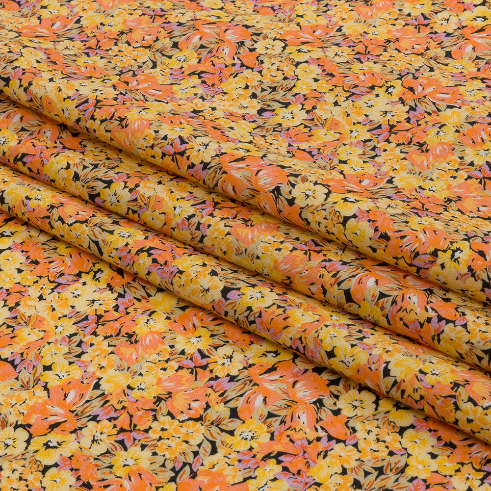 Cotton Poplin - Yellow and Orange Floral - Titania's Dream Print - Mood Exclusive Secret Garden Collection
