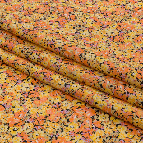Cotton Poplin - Yellow and Orange Floral - Titania's Dream Print - Mood Exclusive Secret Garden Collection