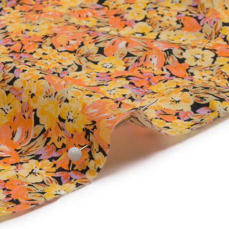 Cotton Poplin - Yellow and Orange Floral - Titania's Dream Print - Mood Exclusive Secret Garden Collection