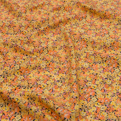 Cotton Poplin - Yellow and Orange Floral - Titania's Dream Print - Mood Exclusive Secret Garden Collection