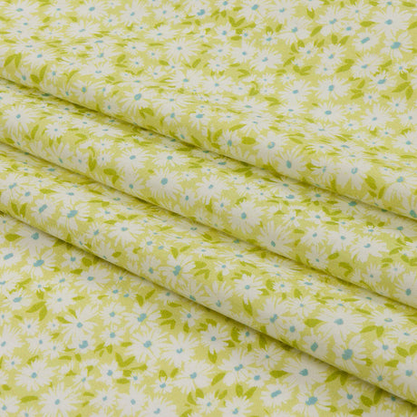 Cotton Poplin - Lime Green and White Floral - Sunday in the Park Print - Mood Exclusive Secret Garden Collection