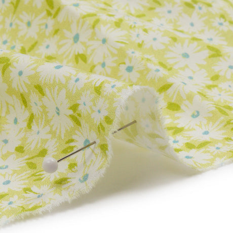 Cotton Poplin - Lime Green and White Floral - Sunday in the Park Print - Mood Exclusive Secret Garden Collection