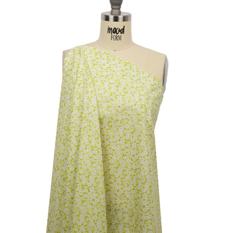 Cotton Poplin - Lime Green and White Floral - Sunday in the Park Print - Mood Exclusive Secret Garden Collection