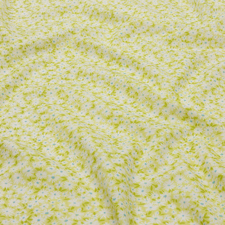Cotton Poplin - Lime Green and White Floral - Sunday in the Park Print - Mood Exclusive Secret Garden Collection