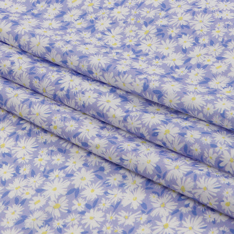Cotton Poplin - Periwinkle and White Floral - Sunday in the Park Print - Mood Exclusive Secret Garden Collection
