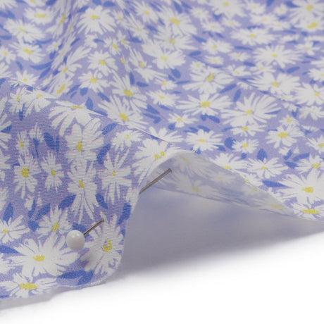 Cotton Poplin - Periwinkle and White Floral - Sunday in the Park Print - Mood Exclusive Secret Garden Collection