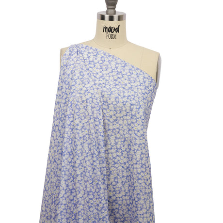 Cotton Poplin - Periwinkle and White Floral - Sunday in the Park Print - Mood Exclusive Secret Garden Collection