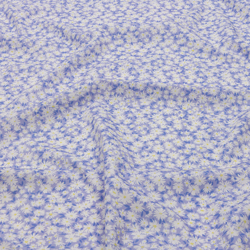 Cotton Poplin - Periwinkle and White Floral - Sunday in the Park Print - Mood Exclusive Secret Garden Collection