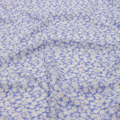 Cotton Poplin - Periwinkle and White Floral - Sunday in the Park Print - Mood Exclusive Secret Garden Collection