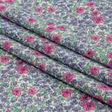 Cotton Poplin - Blue and Pink Floral - Springtime Saunter Print - Mood Exclusive Secret Garden Collection