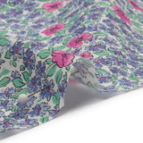 Cotton Poplin - Blue and Pink Floral - Springtime Saunter Print - Mood Exclusive Secret Garden Collection