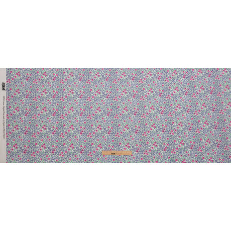Cotton Poplin - Blue and Pink Floral - Springtime Saunter Print - Mood Exclusive Secret Garden Collection