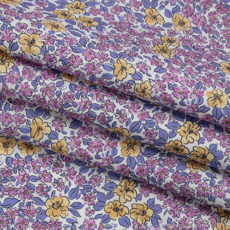 Cotton Poplin - Pink and Yellow Floral - Springtime Saunter Print - Mood Exclusive Secret Garden Collection