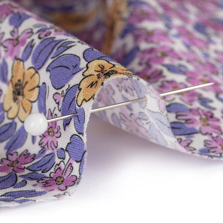 Cotton Poplin - Pink and Yellow Floral - Springtime Saunter Print - Mood Exclusive Secret Garden Collection