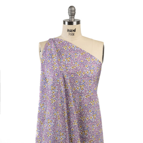 Cotton Poplin - Pink and Yellow Floral - Springtime Saunter Print - Mood Exclusive Secret Garden Collection