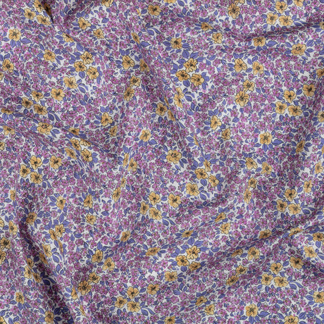Cotton Poplin - Pink and Yellow Floral - Springtime Saunter Print - Mood Exclusive Secret Garden Collection