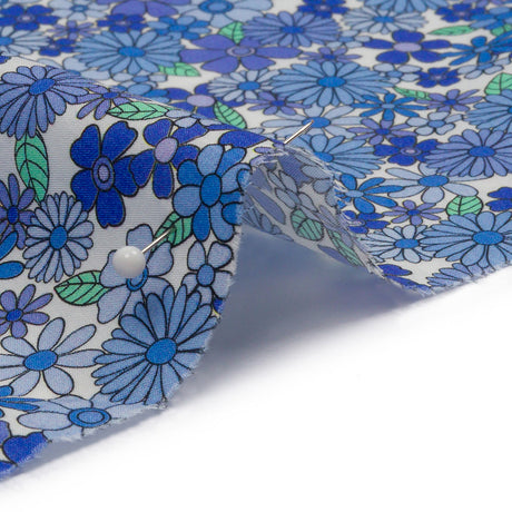 Cotton Poplin - Blue Floral - Strawberry Fields Print - Mood Exclusive Secret Garden Collection
