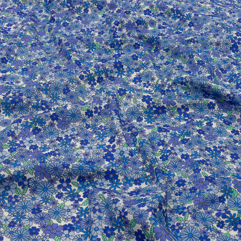 Cotton Poplin - Blue Floral - Strawberry Fields Print - Mood Exclusive Secret Garden Collection