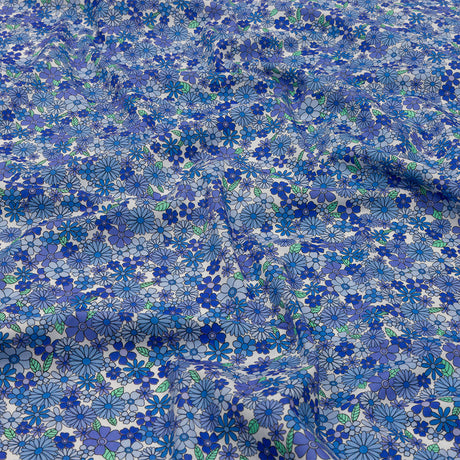 Cotton Poplin - Blue Floral - Strawberry Fields Print - Mood Exclusive Secret Garden Collection