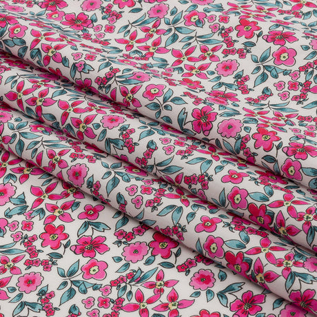 Cotton Poplin - Pink Floral - Botanical Stroll Print - Mood Exclusive Secret Garden Collection