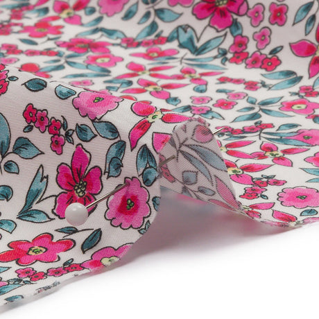 Cotton Poplin - Pink Floral - Botanical Stroll Print - Mood Exclusive Secret Garden Collection