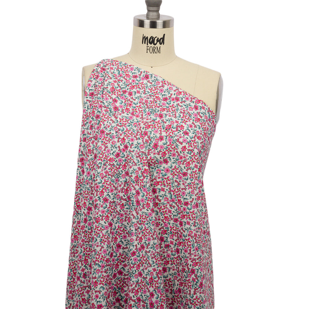 Cotton Poplin - Pink Floral - Botanical Stroll Print - Mood Exclusive Secret Garden Collection