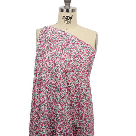 Cotton Poplin - Pink Floral - Botanical Stroll Print - Mood Exclusive Secret Garden Collection