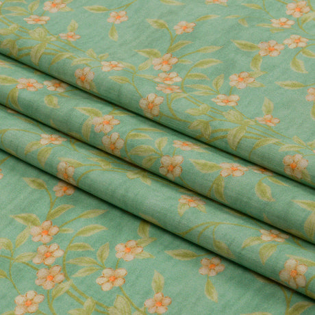 Cotton Poplin - Green and Cream Floral - Flora's Crown Print - Mood Exclusive Secret Garden Collection