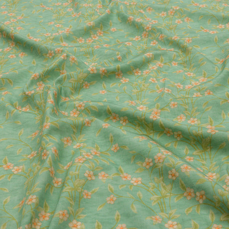 Cotton Poplin - Green and Cream Floral - Flora's Crown Print - Mood Exclusive Secret Garden Collection