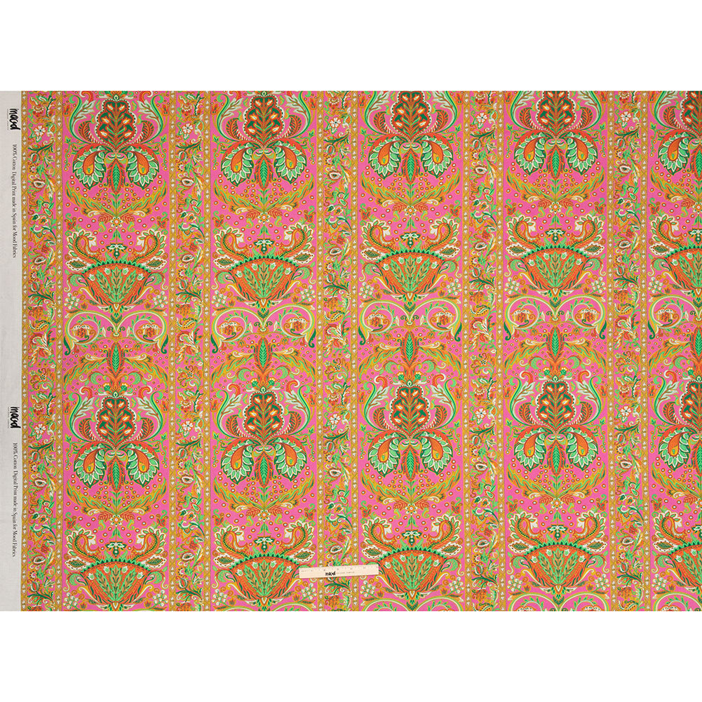 Cotton Voile - Pink Floral Paisley Stripes - Locust Lily Print - Mood Exclusive Gisele Collection