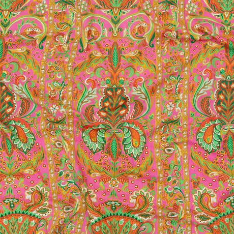 Cotton Voile - Pink Floral Paisley Stripes - Locust Lily Print - Mood Exclusive Gisele Collection