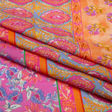 Cotton Voile - Pink and Orange Floral Stripes - Darling Clementine Print - Mood Exclusive Gisele Collection