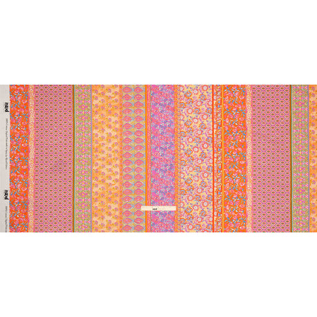 Cotton Voile - Pink and Orange Floral Stripes - Darling Clementine Print - Mood Exclusive Gisele Collection