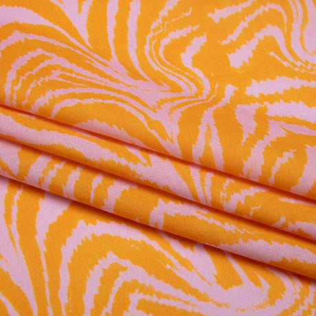 Cotton Voile - Pink and Orange Animal Stripes - Saffron River Print - Mood Exclusive Gisele Collection