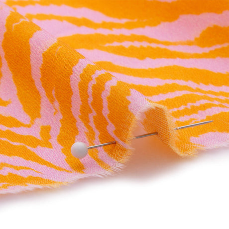 Cotton Voile - Pink and Orange Animal Stripes - Saffron River Print - Mood Exclusive Gisele Collection