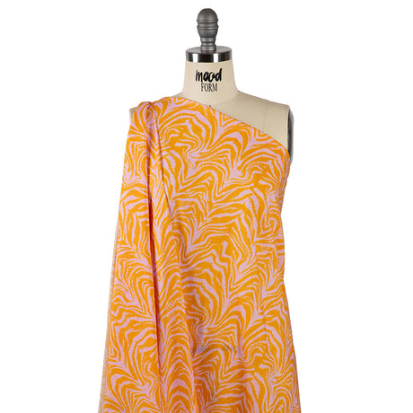 Cotton Voile - Pink and Orange Animal Stripes - Saffron River Print - Mood Exclusive Gisele Collection