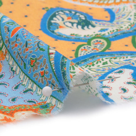 Cotton Voile - Green and Orange Paisley - Dragonfly Inn Print - Mood Exclusive Gisele Collection