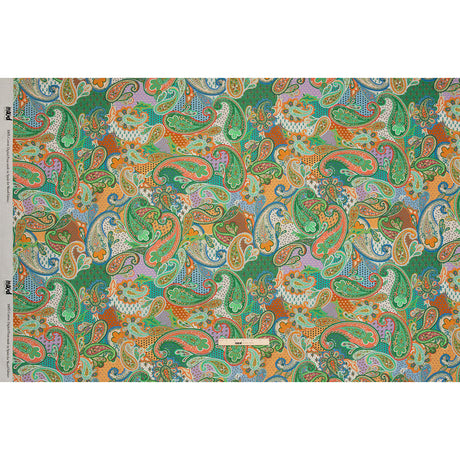 Cotton Voile - Green and Orange Paisley - Dragonfly Inn Print - Mood Exclusive Gisele Collection
