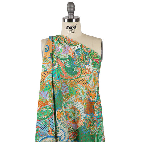 Cotton Voile - Green and Orange Paisley - Dragonfly Inn Print - Mood Exclusive Gisele Collection